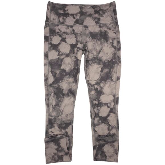 Athleta Leggings Womens S Gray Mid Rise Chaturanga Floral Active Yoga - Picture 2 of 12